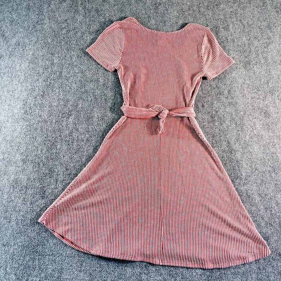 Caution to the Wind (Anthropologie) Red and White Striped Scoop Neck Dress Large - Picture 3 of 6